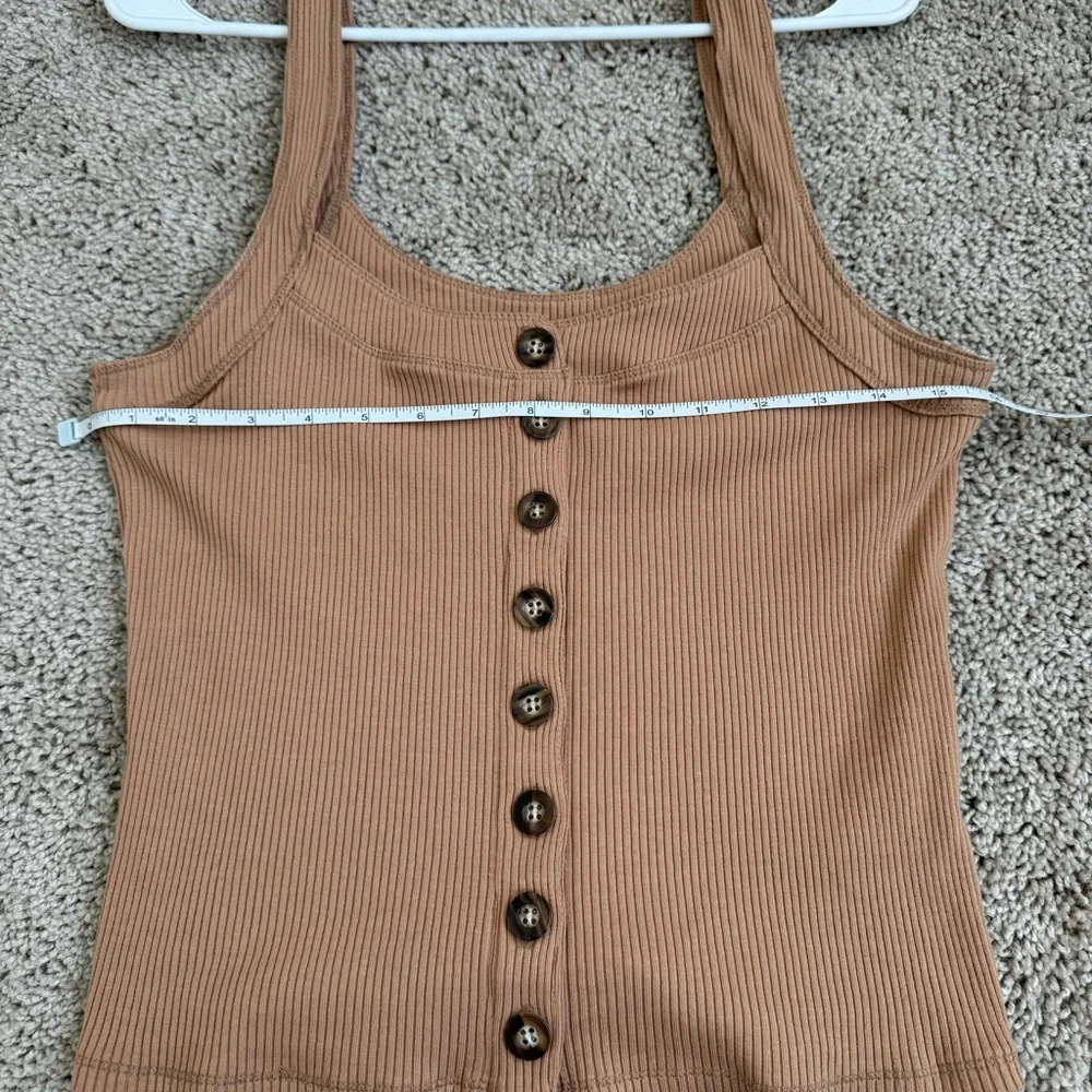 Free‎ People Bridgette Tank Camel Ribbed Button Front Nude Size Large